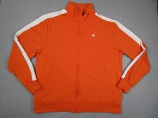 Sergio Tacchini Jacket Mens Large Orange Track Full Zip White Stripe Tennis