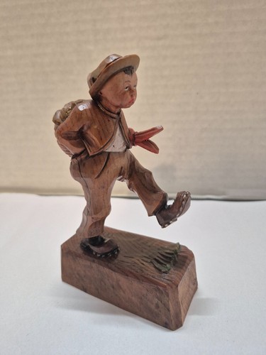 Vintage hand carved wood - vintage, boy
