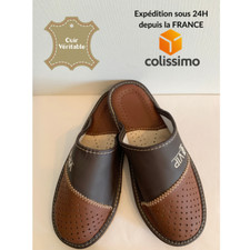 Pantoufles en cuir hommes toutes saisons
