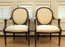 PR Vtg Pr ARM CHAIRS FRENCH Louis XV1 Style Fauteuils  Fortuny Design