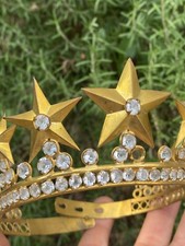 Rare Couronne du 19 Eme Siècle & Eglise & saints & France & Laiton & Strass