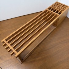 Vintage Mid Century Danish Modern MCM Teak Wood Desk Organizer Letter Pen Holder