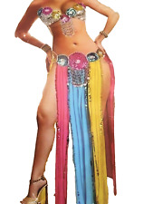 Ensemble jupe et soutien-gorge de danse sexy arc-en-ciel costume de danseuse ...