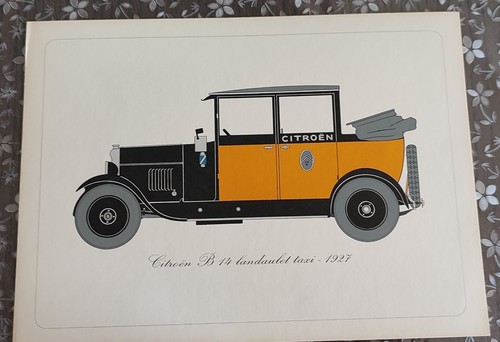 Lithographie citroen b14 - lithographie, taxi