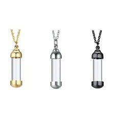Cylinder Ashes Urn Necklaces Glass Tube Vial Creamation Locket Pendant Keepsake