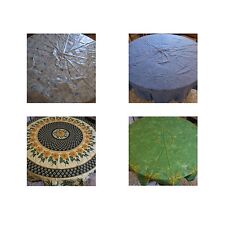 4 round tablecloths linen table vintage art deco design XXth PN France