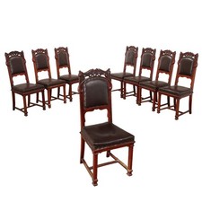 Chaises Art Nouveau Anciennes Noyer Rembourrage Italie XXe Siècle Originales