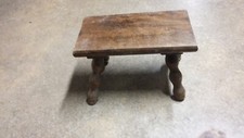 OLD STOOL FOOTREST TABLE HARNESS WOOD VINTAGE RUSTIC DECORATION