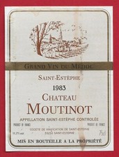 74/62 label SAINT ESTÈPHE CHÂTEAU MOUTINOT 1983 vinification ste 