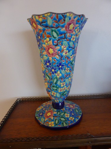 Vase cornet emaux - cornet, longwy