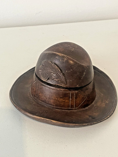 Encrier bois forme chapeau - encrier,