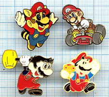 Lot 4 Pins RETROGAMING Super Mario BROS Mushrooms Kart Video Games NINTENDO