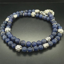 SODALITE SILVER TONE BRASS JEWELLERY HUNTING NECKLACE
