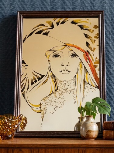 Miroir vintage sérigraphié - miroir,