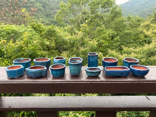 Pot bonsaï japonais bleu - pot,