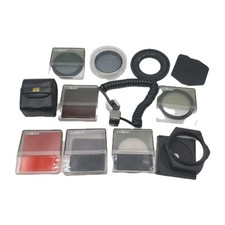 Vtg Camera Filter Lens & Duo Sync Cord Lot Altrex Hoya Vivitar Cokin Creative