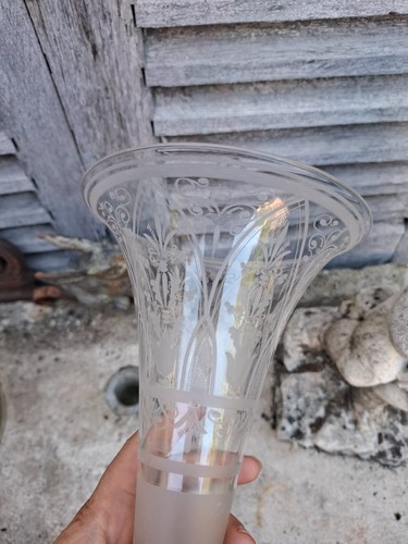 Grand cone verre gravé - grand, en