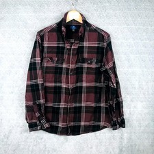 George Chemise Homme XL 42/44 Marron Blanc Carreaux Flanelle Manches Longues