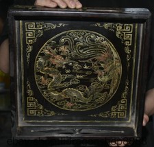 11.2 "Chine bois sculpté plaqué or dynastie Longfeng table à manger portable