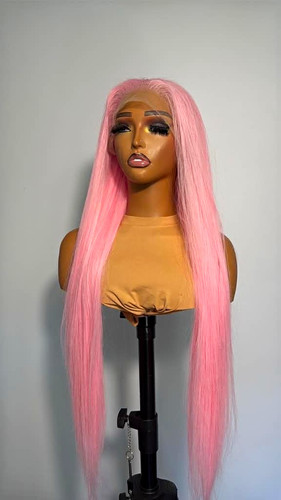 Long straight pink synthetic - straight,