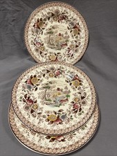 Vintage Ridgway Staffordshire 8” Plates Woodland Pattern Set Of 3