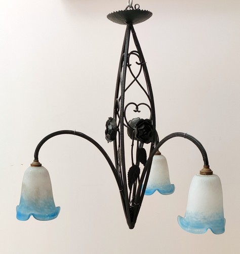 Lustre tulipes pate verre - 3,