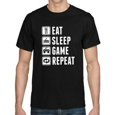 Eat Sleep Game Répéter Gamer Joueurs Admin Prétentions Fun Drôle Comedy Fun