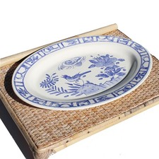 Gien earthenware oval dish model blue bird 37 cm