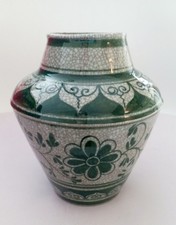 Vase émaillé gris/vert en