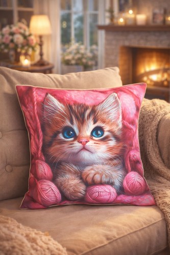 Housse coussin chat - coussin,
