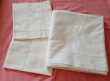 Drap ancien brodé main Décor