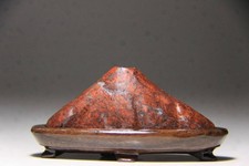 Japanese Suiseki Water Stone 水石 Mt. Fuji 山型 Viewing Stone with Daiza 2.6x1in