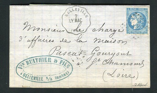 Rare lettre belleville pour - de,