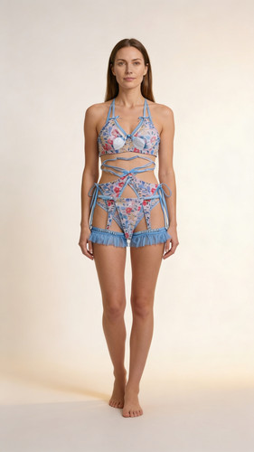 Ensemble lingerie vintage bleu - vintage,