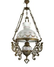 small Lampe Belge art glass Shade Brass  1 light Antique Bonhomme  Art Deco Ch