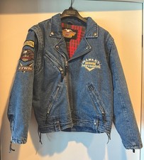 Vintage Denim Harley Davidson Lined Convertible Vest Jacket - Size Small