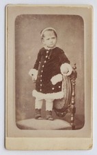 Girl standing armchair dress Santa Claus - old photo CDV, E. Lacour Marseille