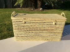 coffre malle de rangement vanity en palmier tressé 6 tailles osier rotin déco