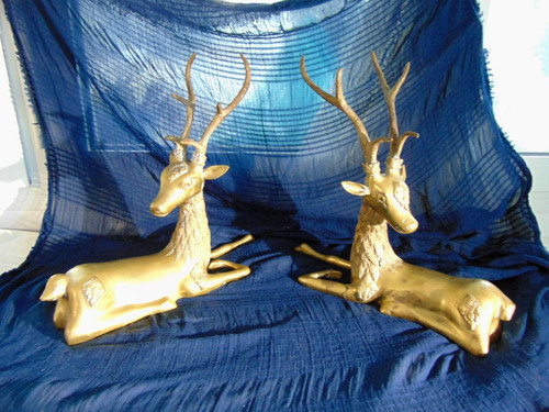 Paire cerfs laiton - en,