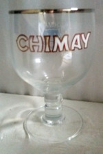 Collector , verre à bière CHIMAY , BORD ARGENTE , AVEC MESSAGE , 33 cl , CY28 .