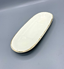 Vintage K&G Lunéville White Earthenware Gold Net Antique Soap Holder, Comb Rest