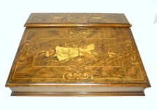 Secrétaire De Voyage Rare Vers 1860 En Noyer Avec Incrustations