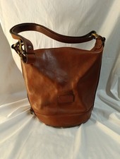 Sac A Main Besace En Cuir Pleine Fleur Couleur Havane Fauve, Excellent État.