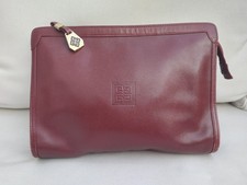 Vtg Sac GIVENCHY 4G LOGO LEATHER ZIP CLUTCH POUCH BAG BURGUNDY Made in SPAIN