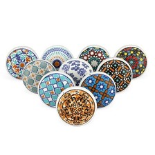 Boutons En Céramique Multicolores Pour Tiroirs Et Armoires, Paquet De 10