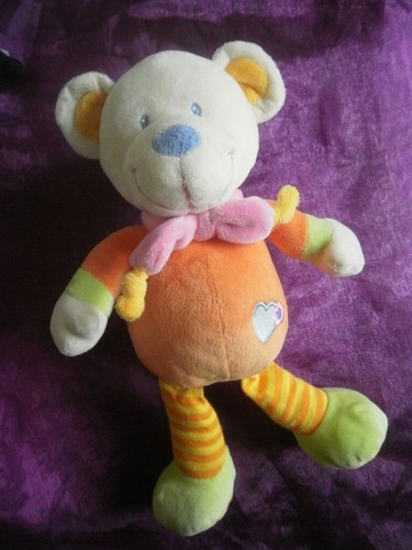 Doudou ours raye pyjama - , ecru