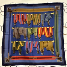 HERMES Paris J Metz Authentic 100% Silk Scarf Carre 90 Les Sangles Rare Color
