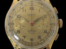 DreffA 2-Counter Chronographe Champagne Cadran Or Quartz 17 Jewels 37mm Homme