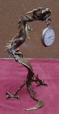rare MAGNIFICENT ANTIQUE large bronze dragon watch holder pocket china 19th century