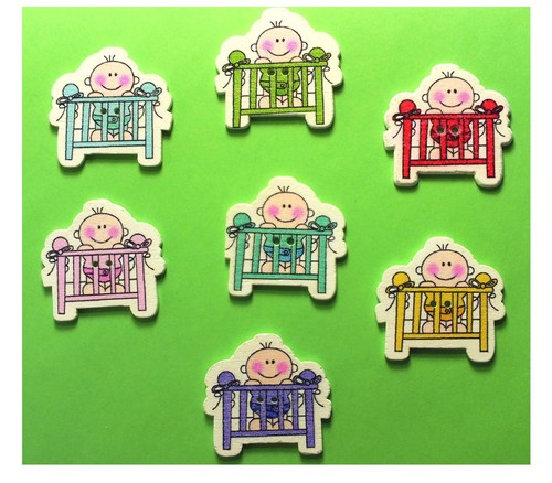 Lot boutons bois bébé - lot, 7